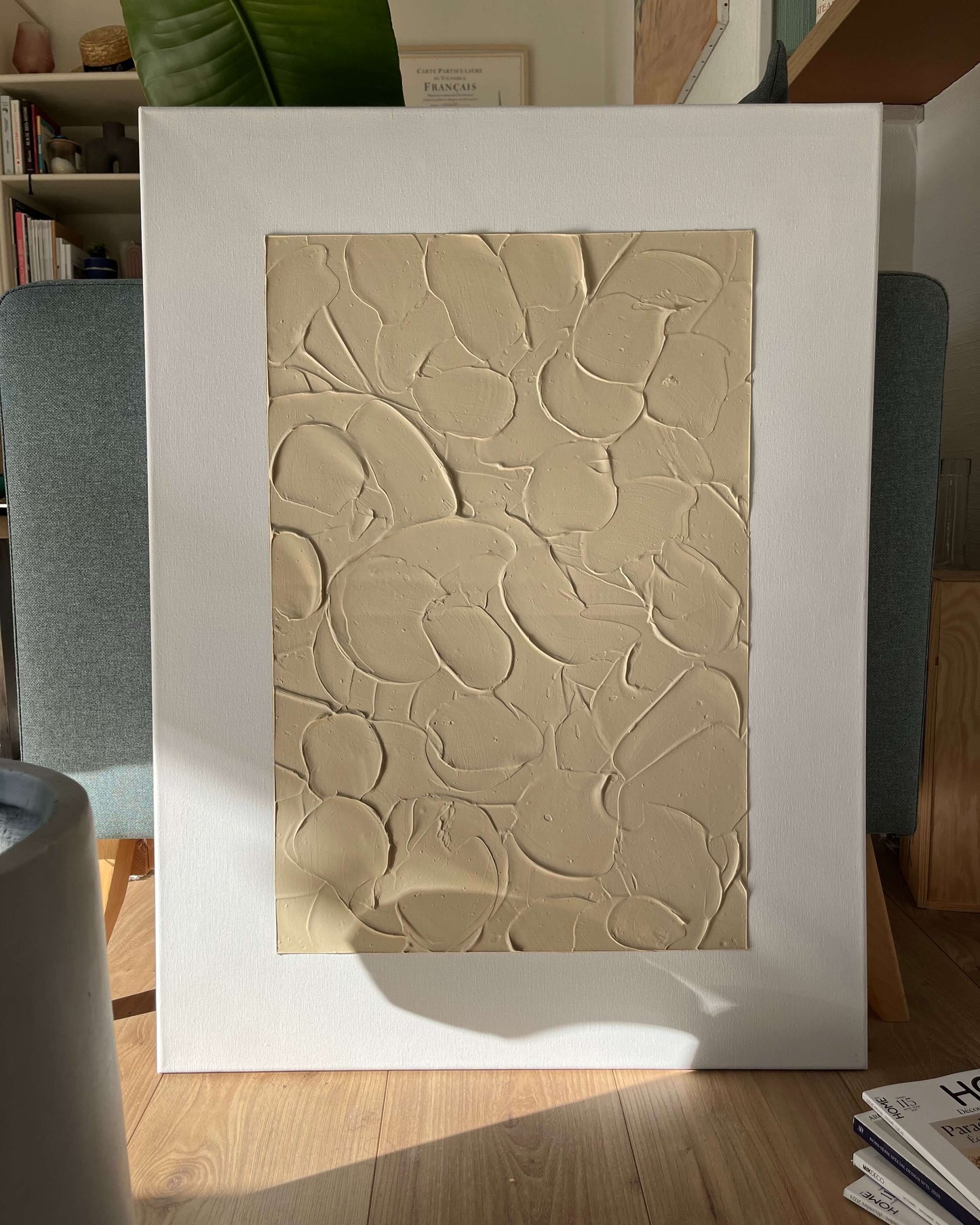 Tableau texturé en relief beige
Collection monochrome