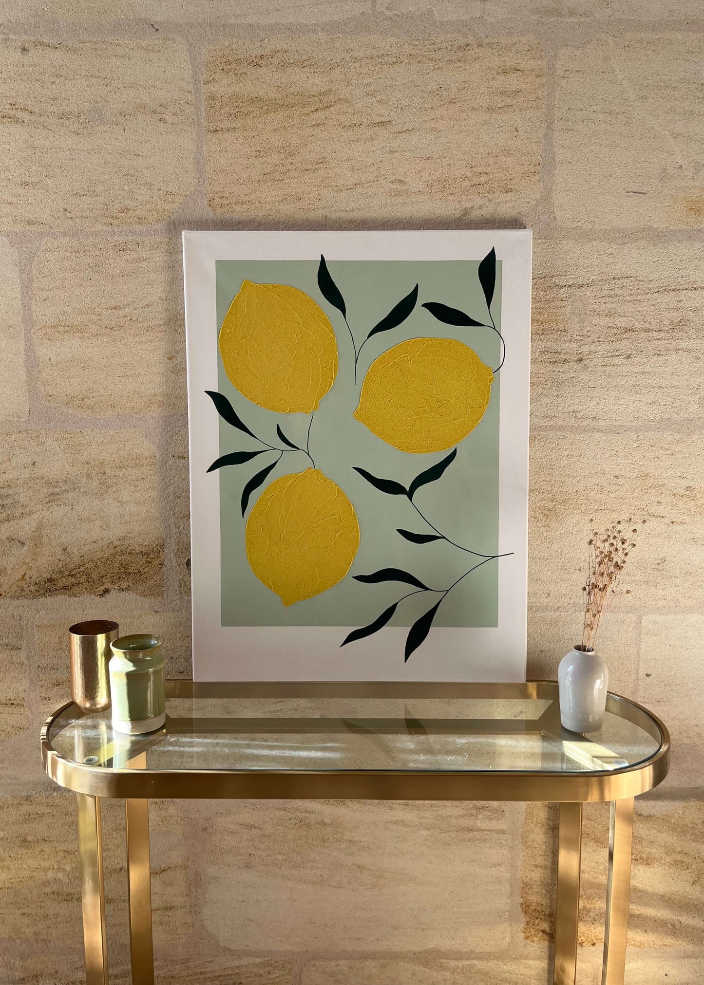 Tableau de la Collection "Fruits"
Relief grainé avec pâte texturée
Dimensions 60x80cm