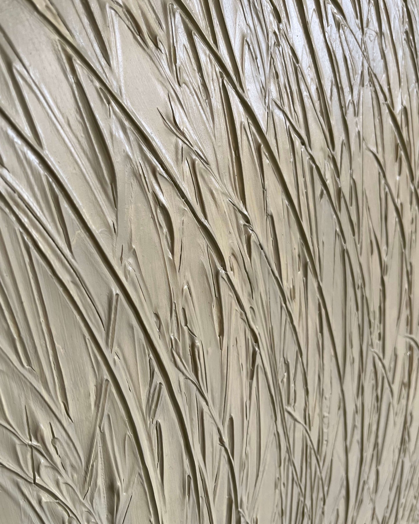 "VENT D'ÉTÉ" Tableau texturé, relief beige & vert sapin