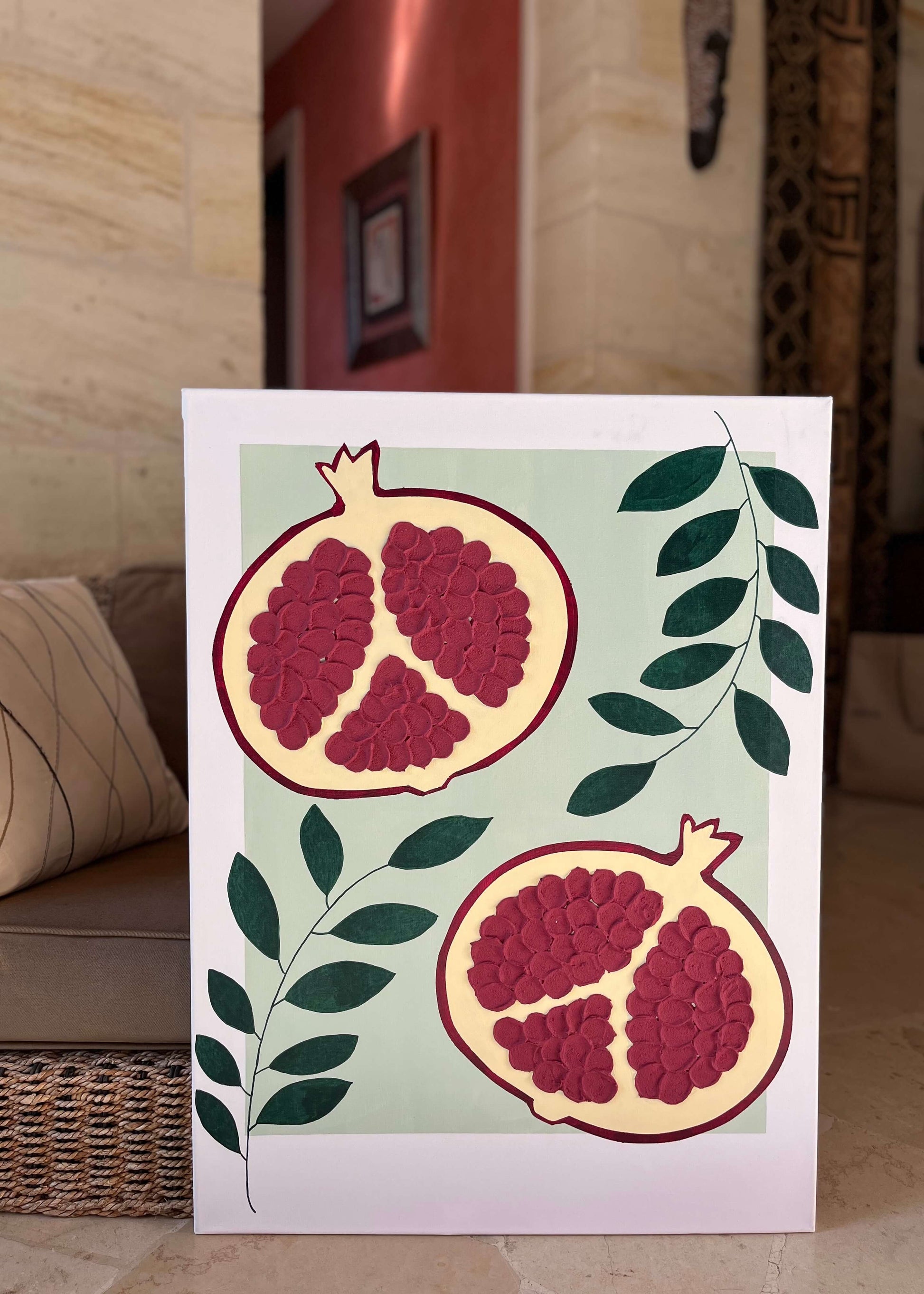 Tableau de la Collection "Fruits" 
Relief grainé avec pâte texturée 
Dimensions 60x80cm