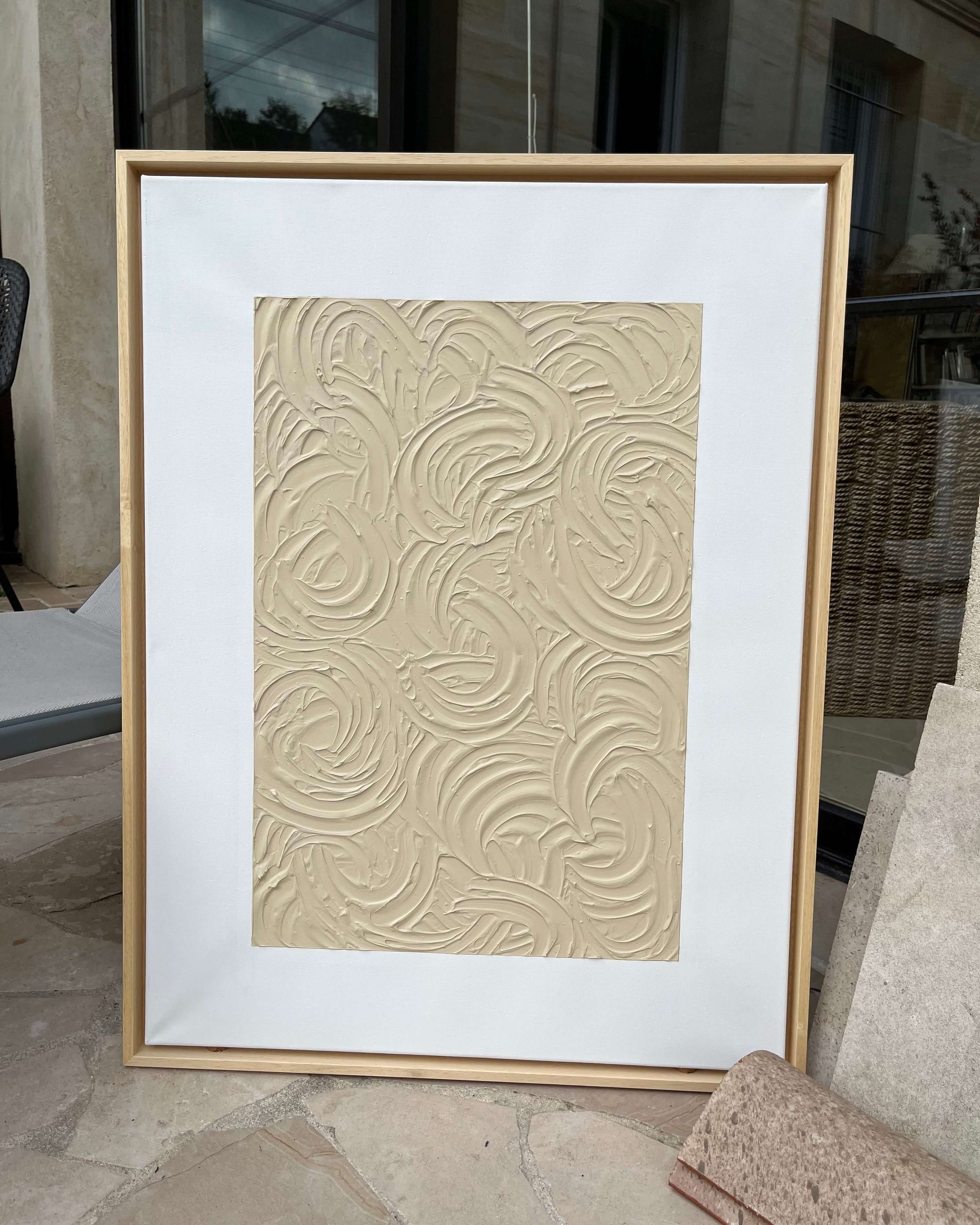 Tableau texturé, relief beige
Collection Monochrome
Cadre caisse américaine bois naturel